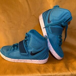 Nike Turquoise and Black High-Top Sneakers